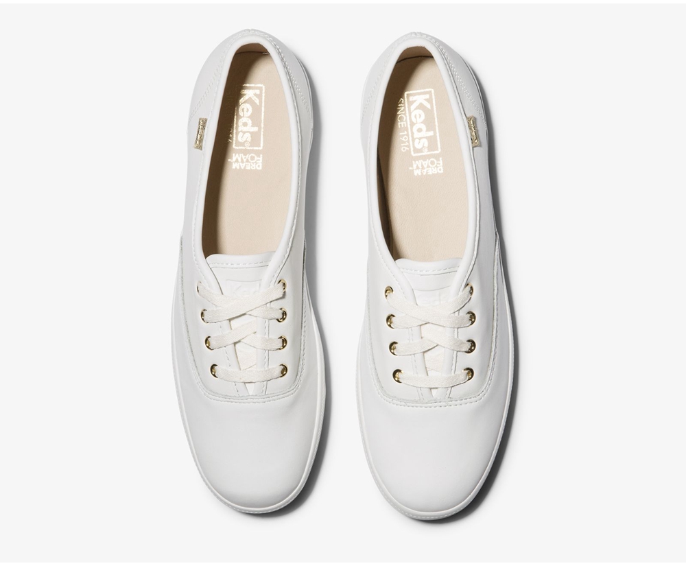 Keds Sneakers White - Champion Luxe Leather - Womens OYNXQW-879